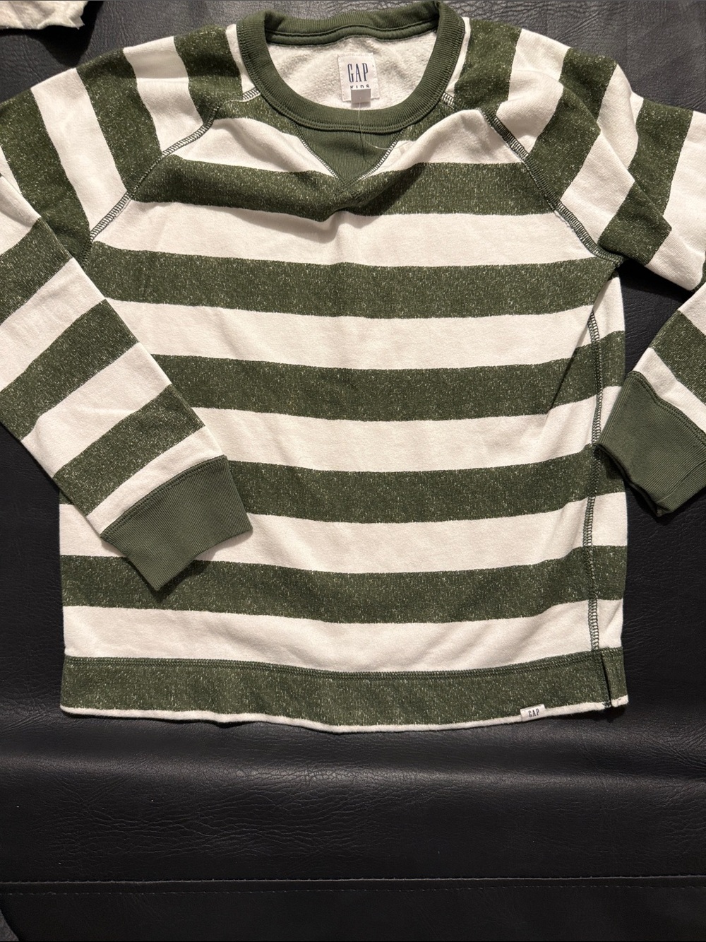 NWOT GAP kids Olive Green & White Striped Long-Sleeve Tee